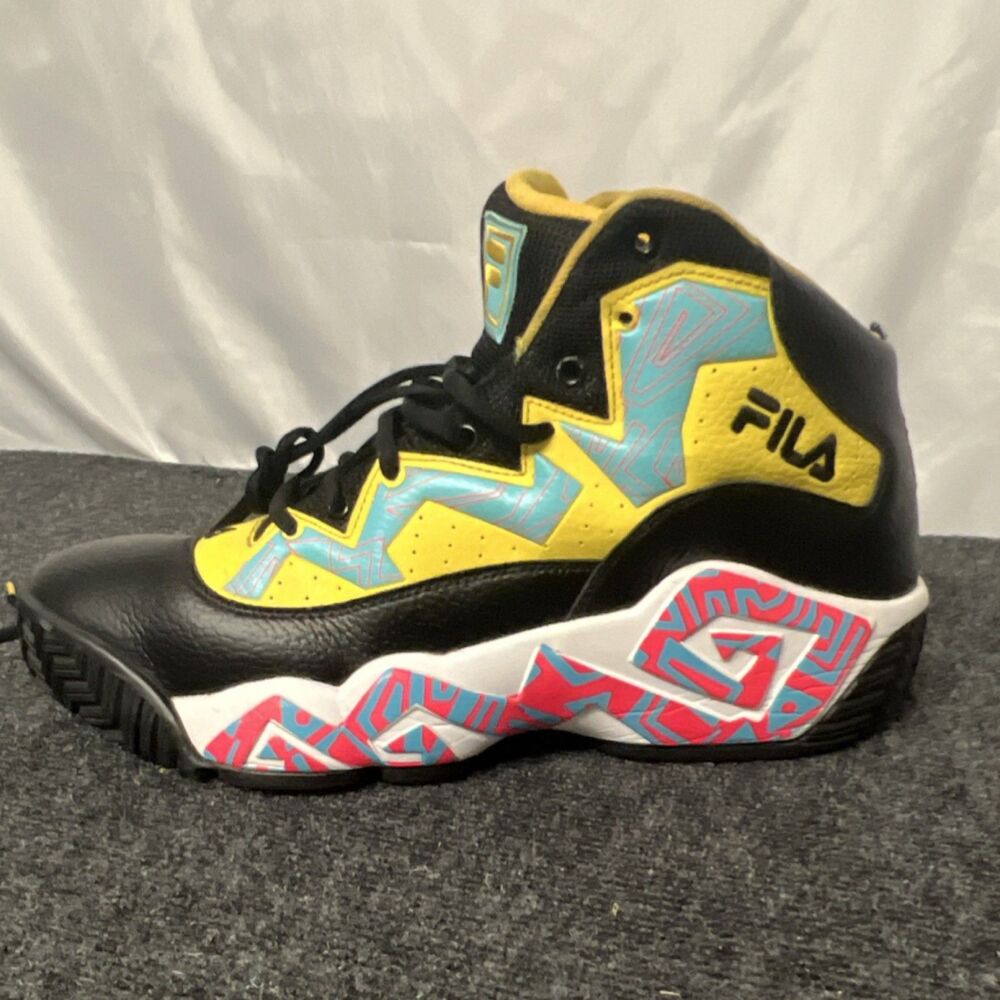 FILA MB High Top Basketball Sneakers Black Yellow Blue Men's Athletic Shoes 13 - Picture 8 of 16